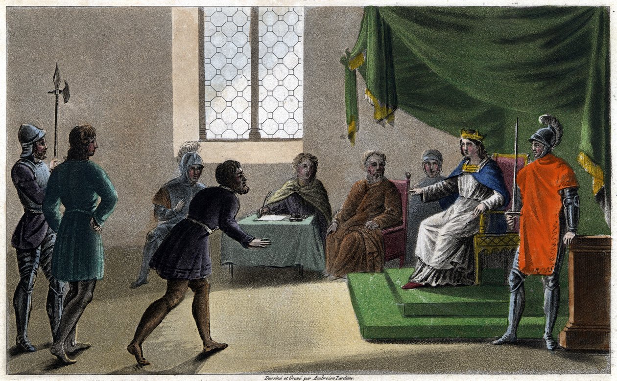 II. Childebert az igazlelkű, aki igazságot szolgáltat alattvalóinak (711). Ambroise Tardieu tervezte és metszett 1825-ben. alkotó: Ambroise Tardieu