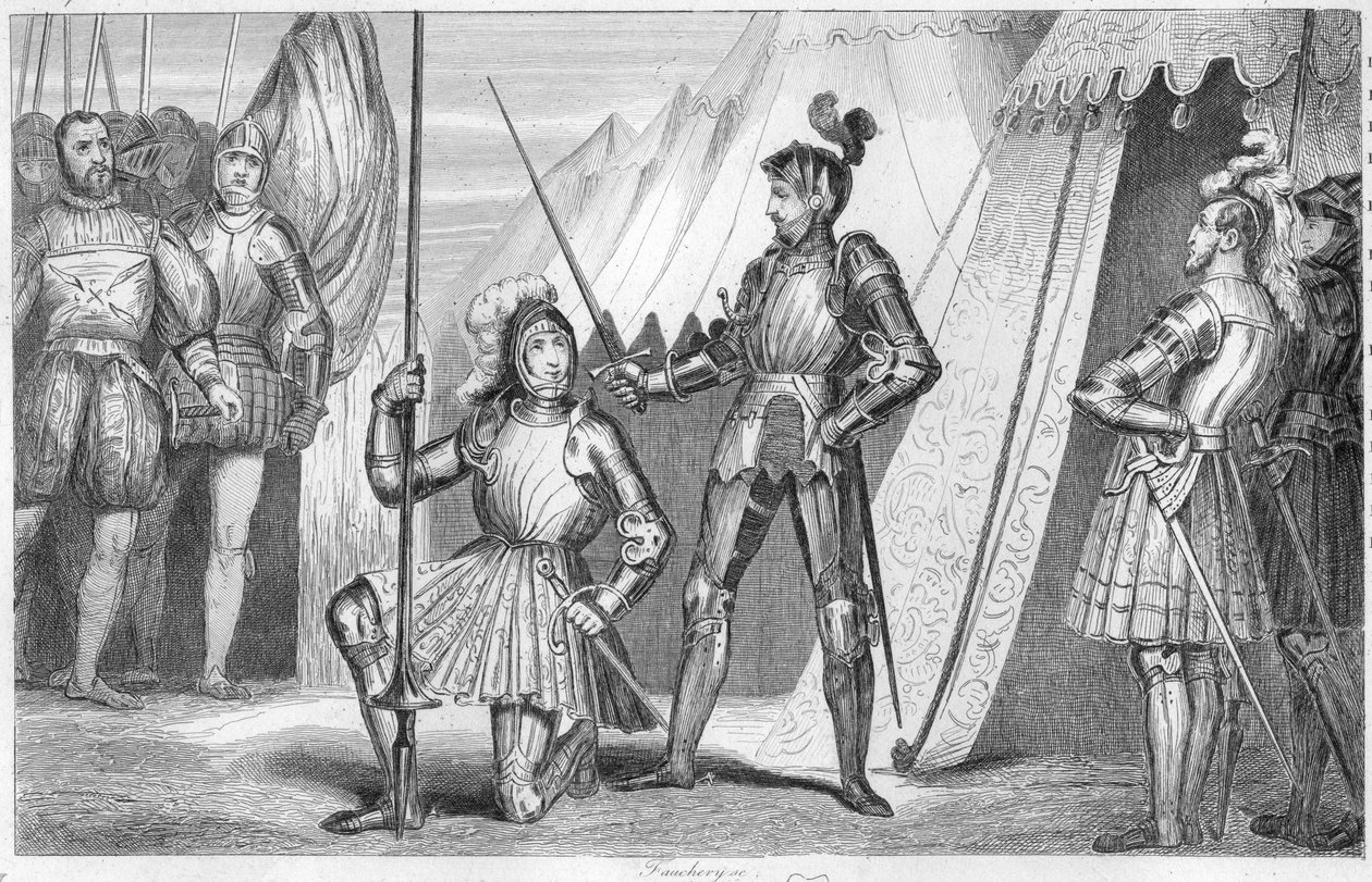 Francia I. Ferenc azt kéri, hogy Bayard Chevalier lovaggá ütötte az olaszországi marignánói csatában aratott győzelem után alkotó: Ambroise Tardieu