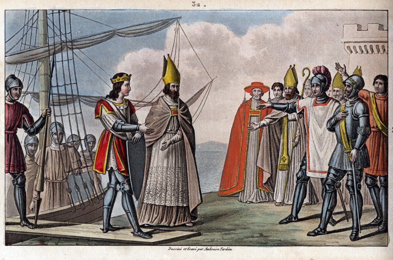 IV. Outremer Lajos (Tengerentúli, Tengerentúli) (921-954), Karoling-dinasztia. Guillaume, Archeveque de Sens hozta vissza Angliából Franciaországba, hogy visszaszerezze Nagy Hugues gyámsága alatt. - Ambroise Tardieu rajza és sírja 1825-ben. alkotó: Ambroise Tardieu