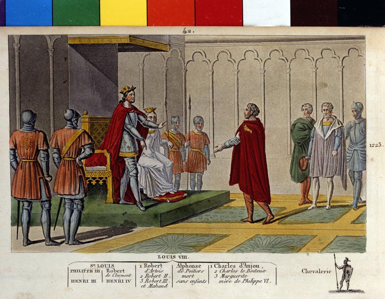 VIII. Lajos azt mondja, „Az oroszlán” (1187–1226), a Capetian dinasztia büszkén és határozottan válaszol III. Henrik király követének. Valóban háborút viselt III. Henrik ellen, aki nem volt hajlandó részt venni a felszentelésén Guyana hercegévé. Tervezte é alkotó: Ambroise Tardieu