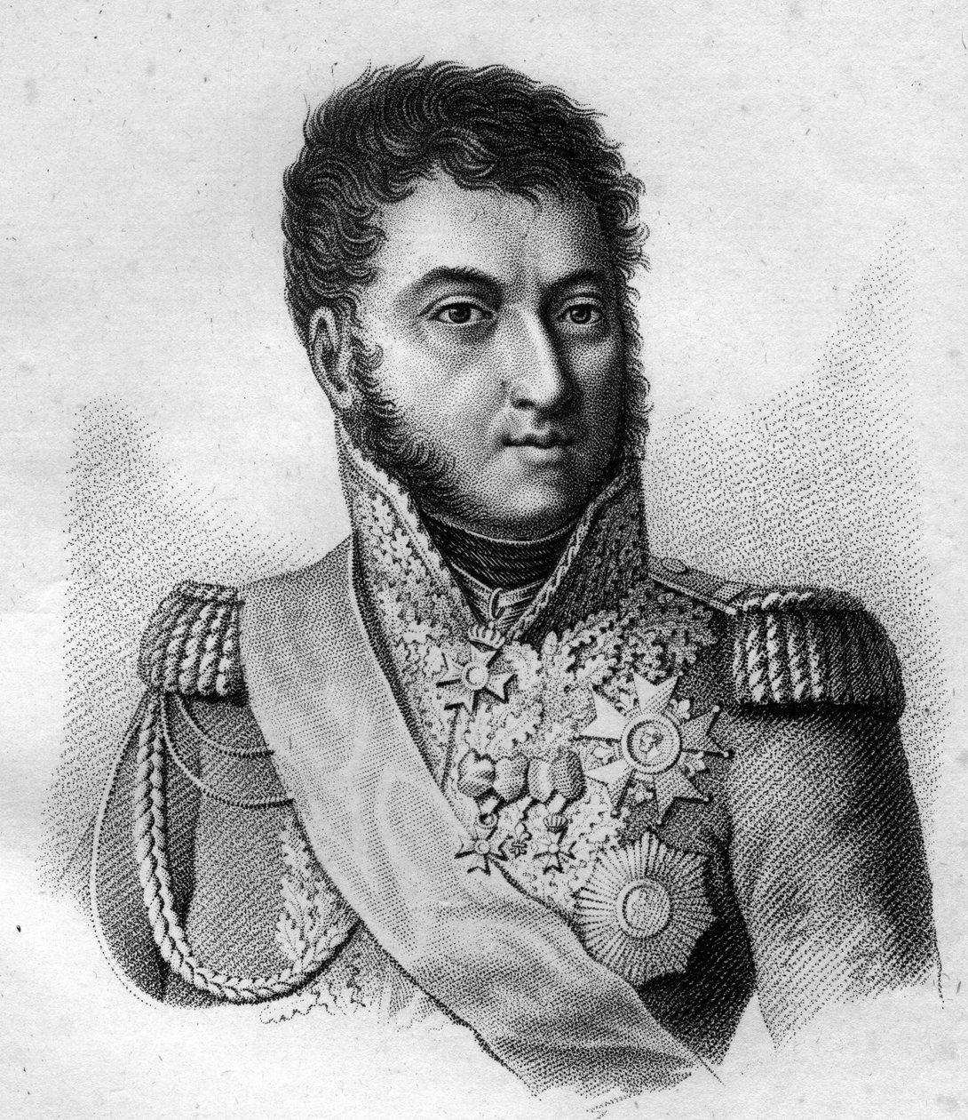Suchet marsall. Louis Gabriel (Louis-Gabriel) Suchet (1770-1826), Albufera Maréchal francia hercege. a „Francia tábornokok portréi a franciák győzelmei és hódításai nyomán” c. Ambroise Tardieu metszete 1818-ban. Stella Collection. alkotó: Ambroise Tardieu