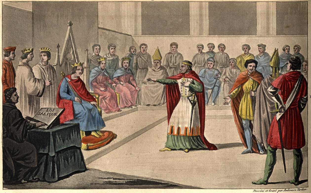 V. Fülöp azt mondja: „A hosszú” (1294-1322). A Louvre-ba idézett államfők 1316-ban királlyá nyilvánították V. Fülöpöt, és kizárták a koronából unokahúgát, Jeanne-t; így alkalmazva a Salic-törvényt. I. Jánost posztumusz követte. alkotó: Ambroise Tardieu