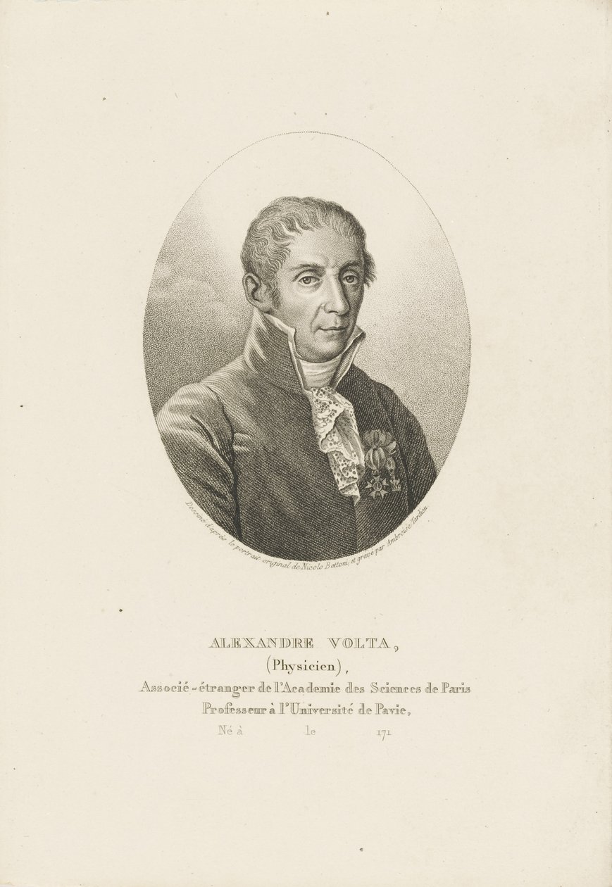 Alessandro Volta portréja 1745-1827, kb. 1820. alkotó: Ambroise Tardieu