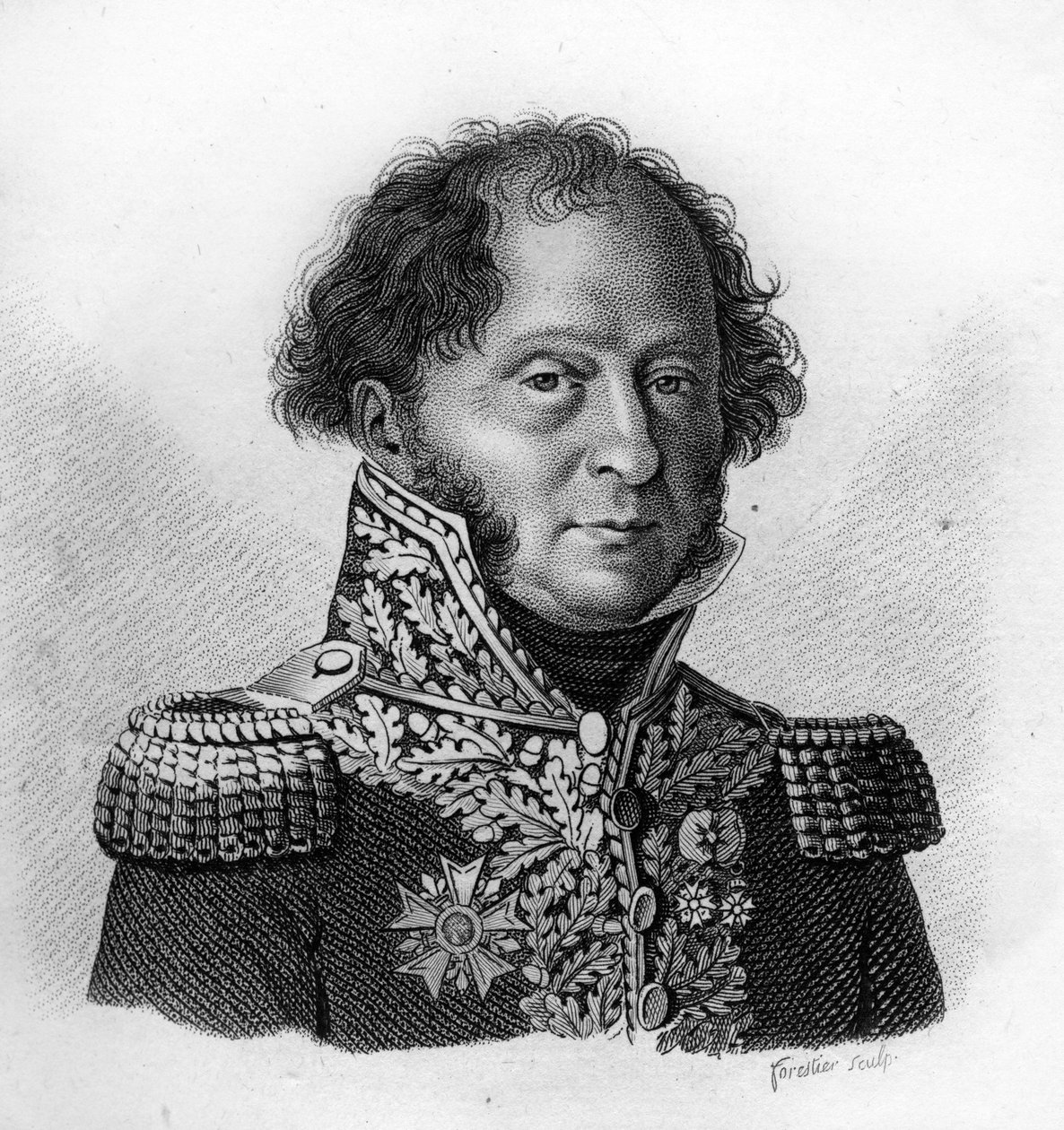 Gabriel BARBOU DECOURRIERES tábornok (1770 - 1839) portréja – a „Francia tábornokok portréi a franciák győzelmei és csatái nyomán” c. Ambroise Tardieu metszete 1818-ban. Stella Collection. alkotó: Ambroise Tardieu