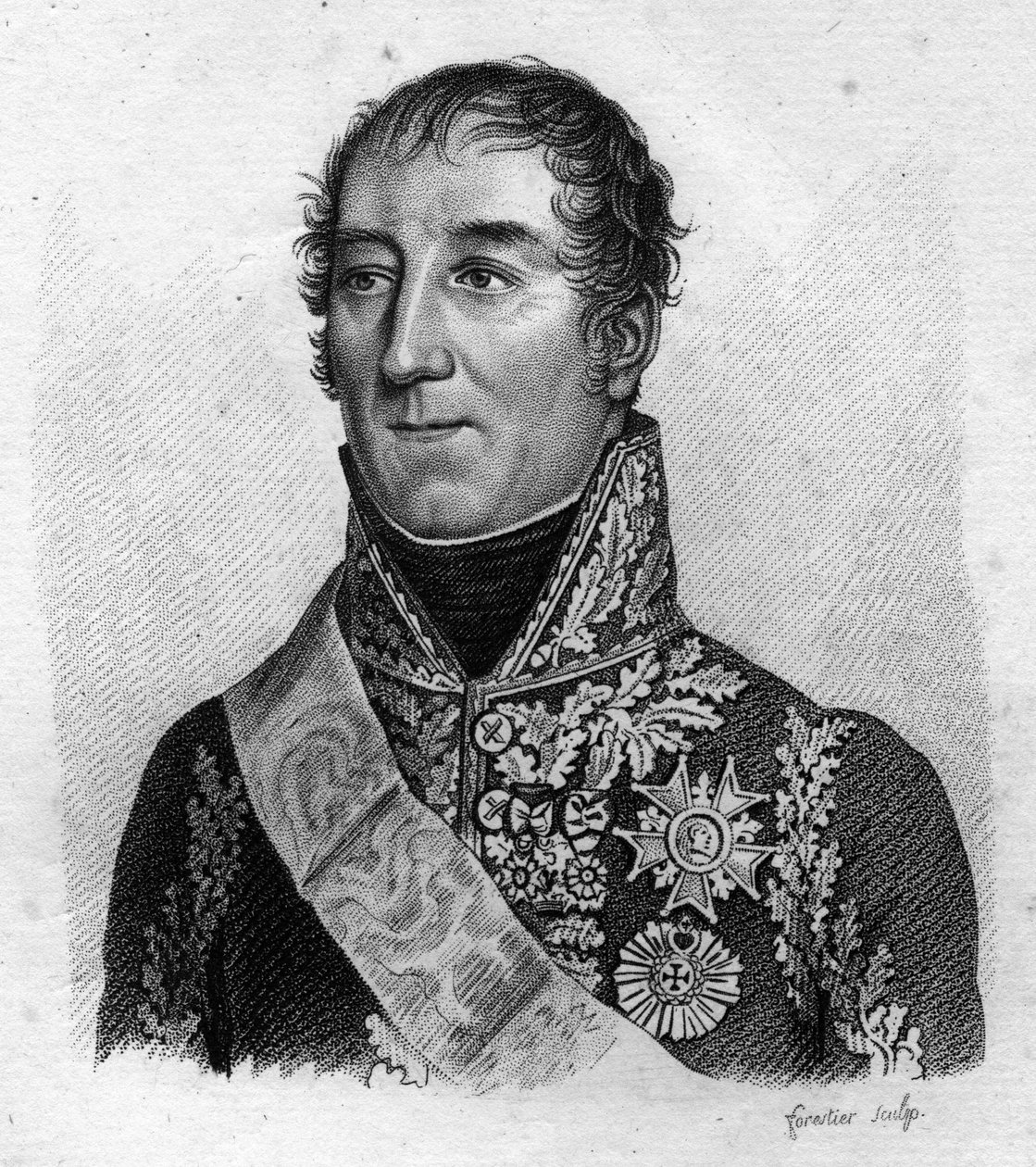 Mortier marsall portréja. Adolphe Edouard Casimir Joseph Mortier, Treviso hercege, francia marsall és politikus (1768-1835) a „Francia tábornokok portréi a franciák győzelmei és hódításai nyomán” c. Ambroise Tardieu metszette 18-ban alkotó: Ambroise Tardieu