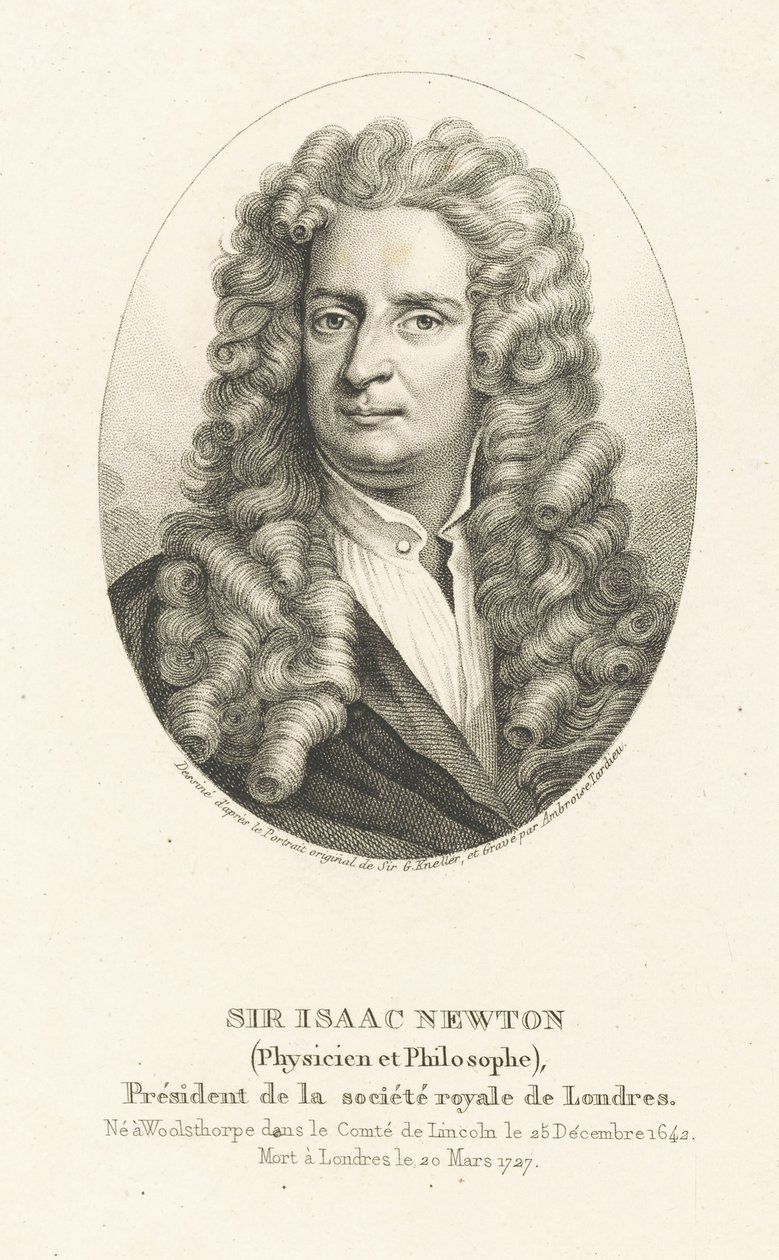 Sir Isaac Newton portréja 1642-1727, c. 1830-1840. alkotó: Ambroise Tardieu