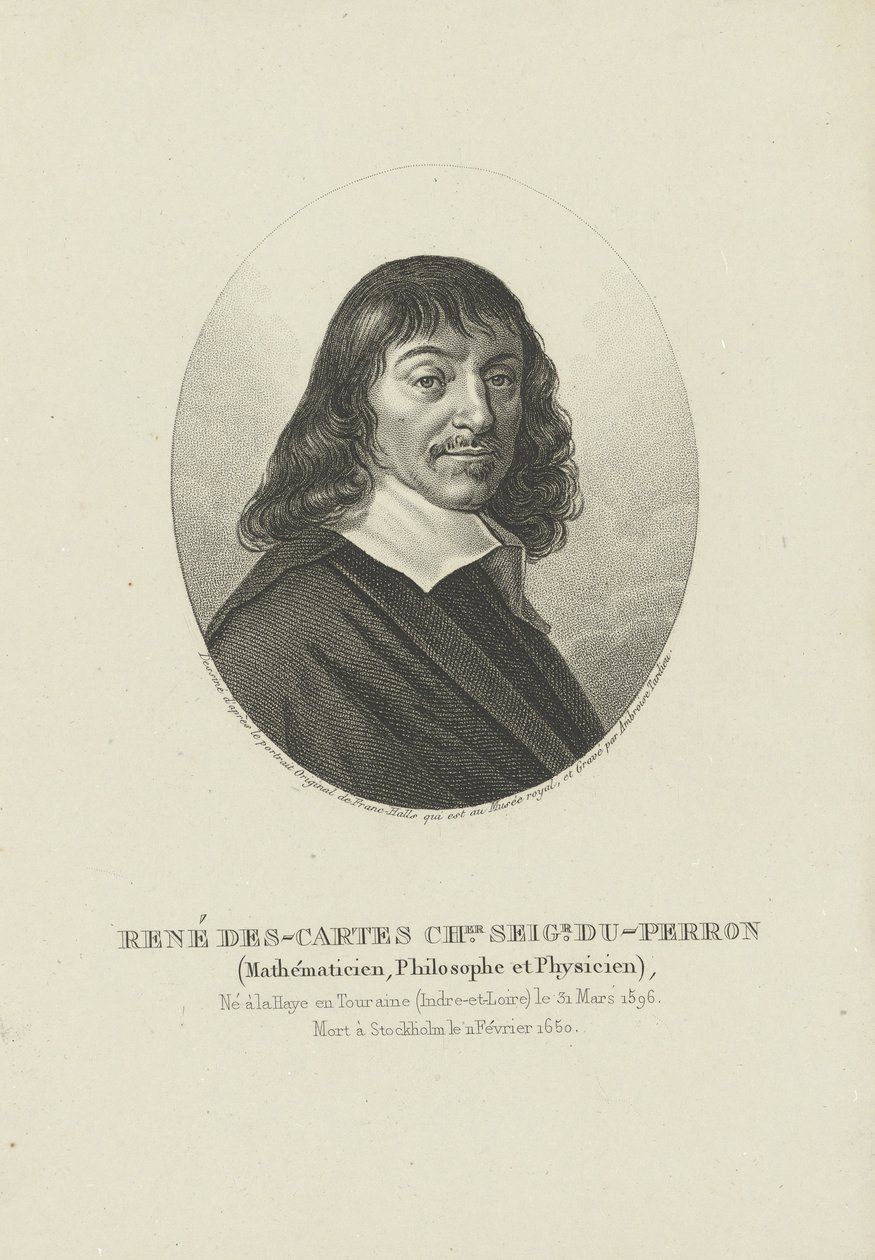 René Descartes filozófus portréja 1596-1650, kb. 1820. alkotó: Ambroise Tardieu