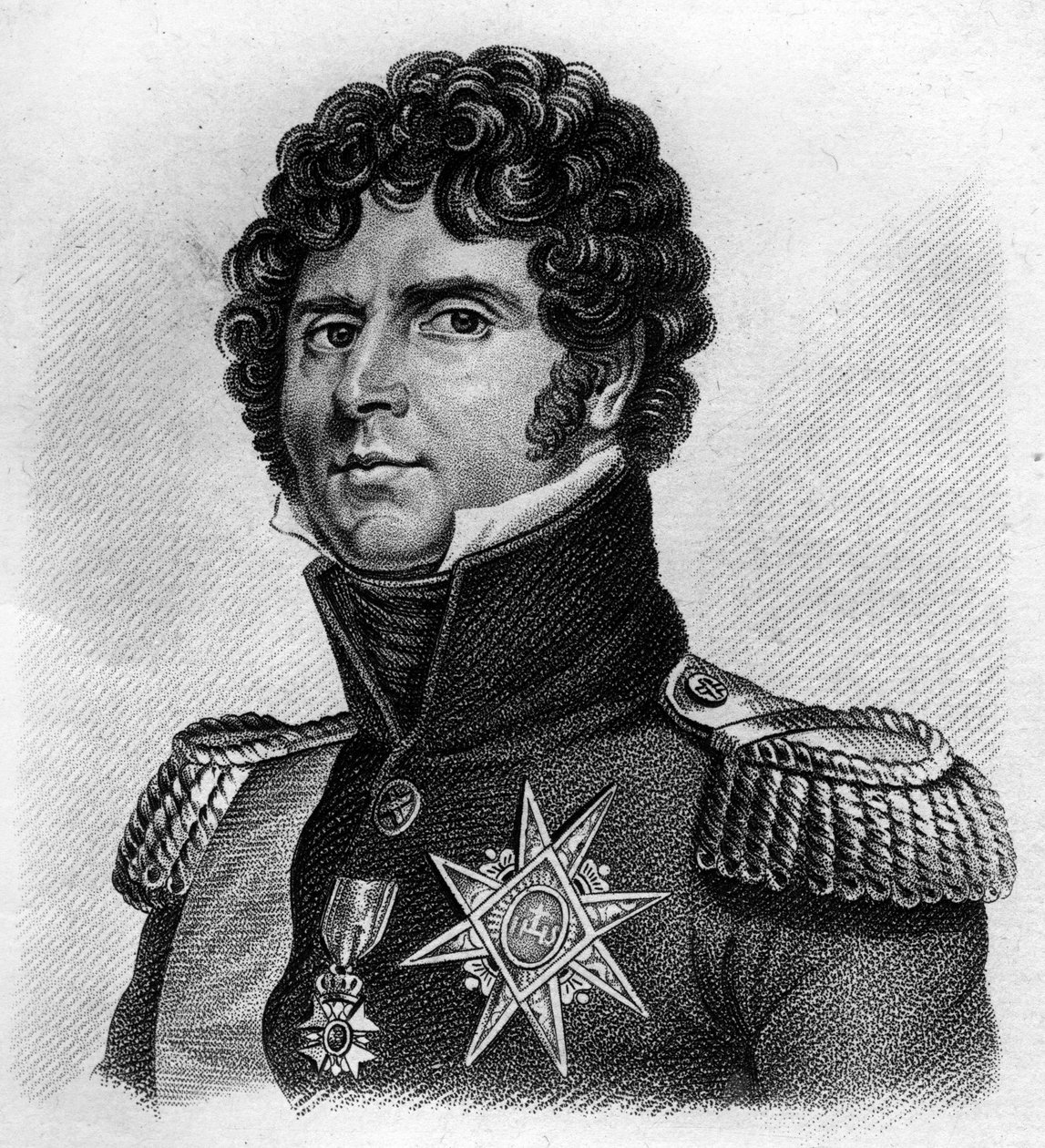 arckép Charles Jean - Baptiste Bernadotte (1763-1844), Franciaország marsallja, XIV. Károly svéd és norvég király. A „Francia tábornokok arcképei” című részben. Ambroise Tardieu metszete 1818-ban. Stella Collection alkotó: Ambroise Tardieu