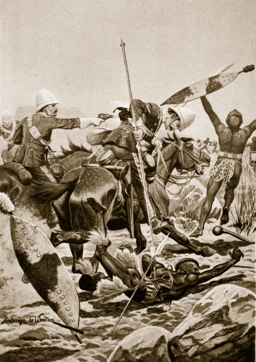 A 17. Lancers üldözi a zulukat Ulundi után, 1879. július 4. alkotó: Ambrose de Walton
