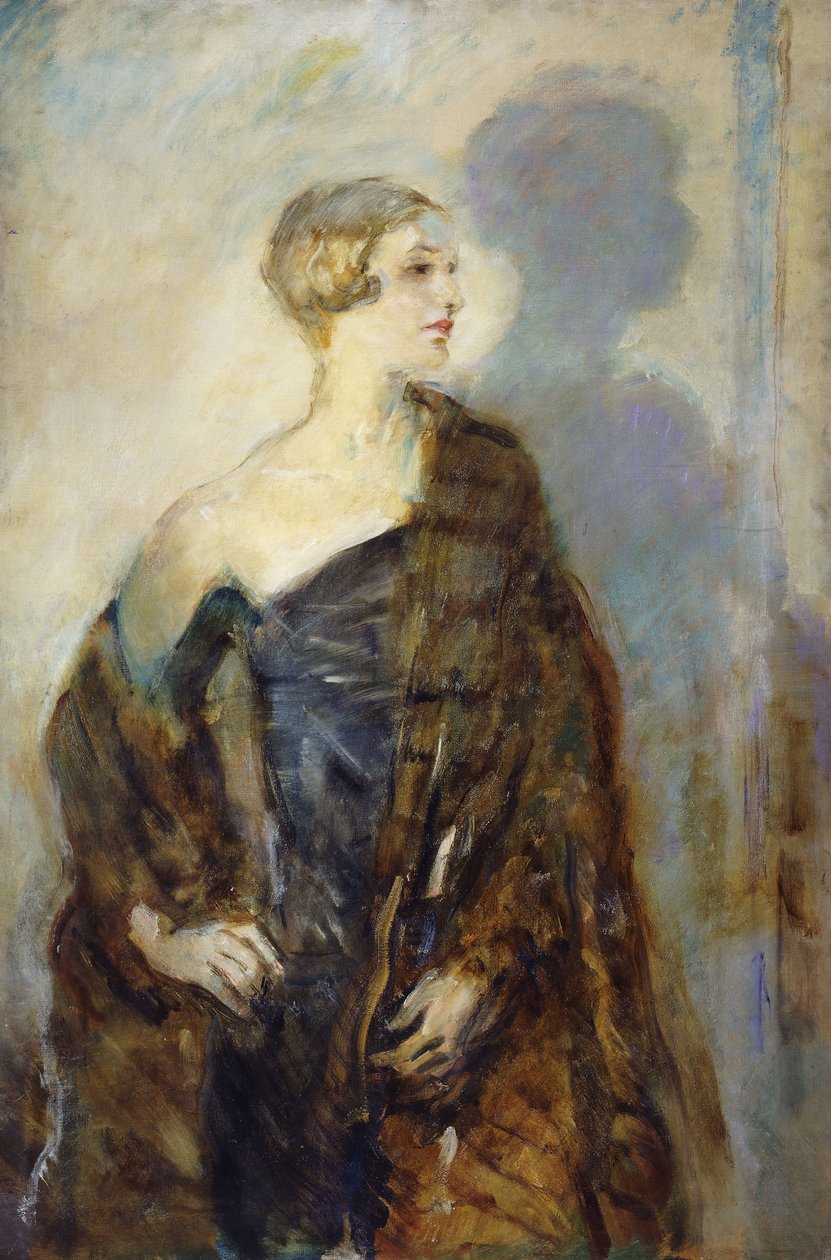 Lady Abdy portréja, háromnegyed hosszú, szőrmetakarót visel, alkotó: Ambrose McEvoy
