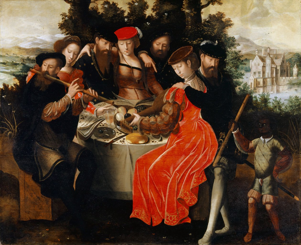 Music Making Company Outdoors, 1540-50 körül alkotó: Ambrosius Benson