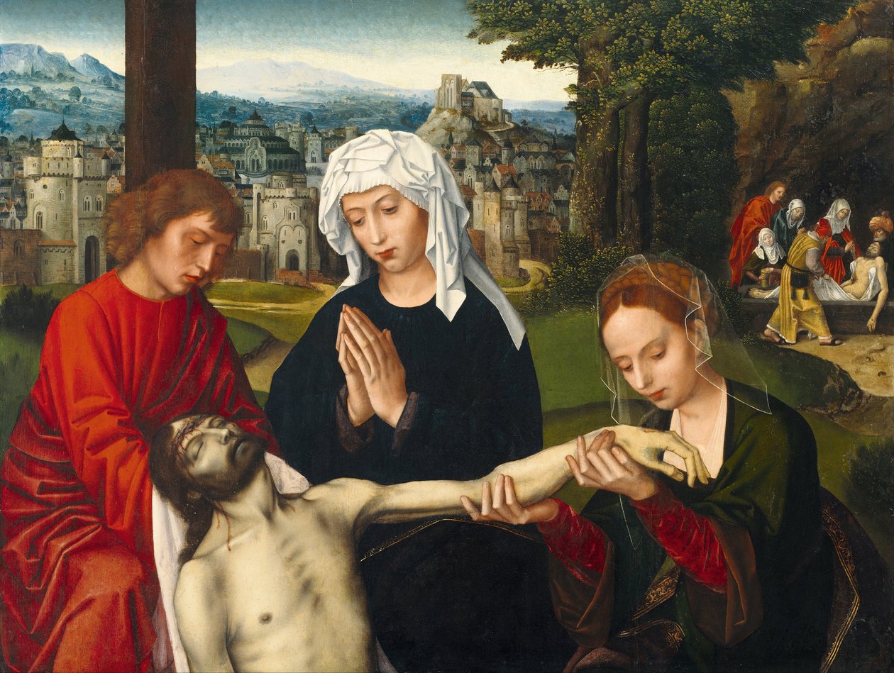 Pietà a kereszt lábánál, 1530 körül alkotó: Ambrosius Benson