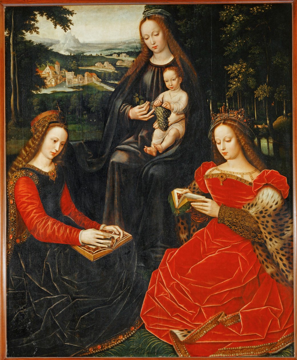 Szűz Mária és gyermeke Szent Katalinnal és Szent Barbéval ... alkotó: Ambrosius Benson