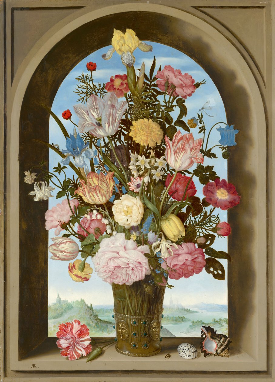 Váza virágokkal az ablakban, 1618 körül alkotó: Ambrosius the Elder Bosschaert