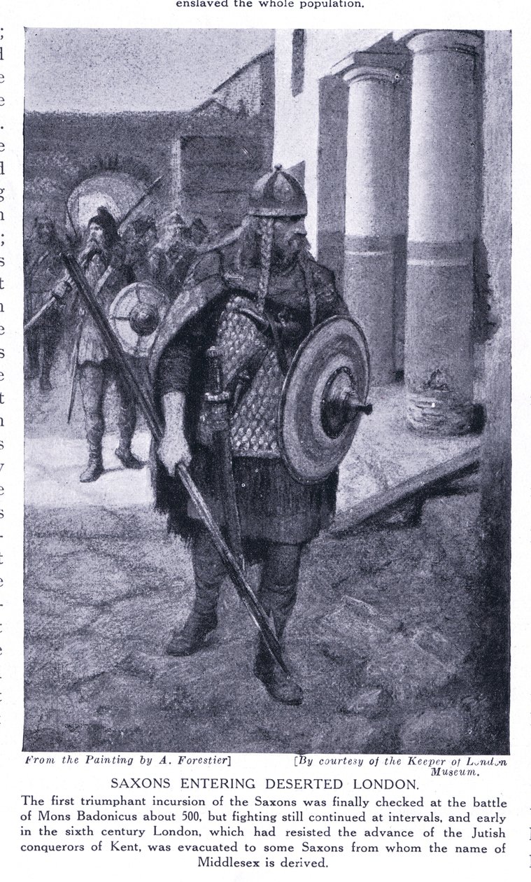 Szászok belépnek az elhagyatott Londonba, 1920-as évek alkotó: Amedee Forestier