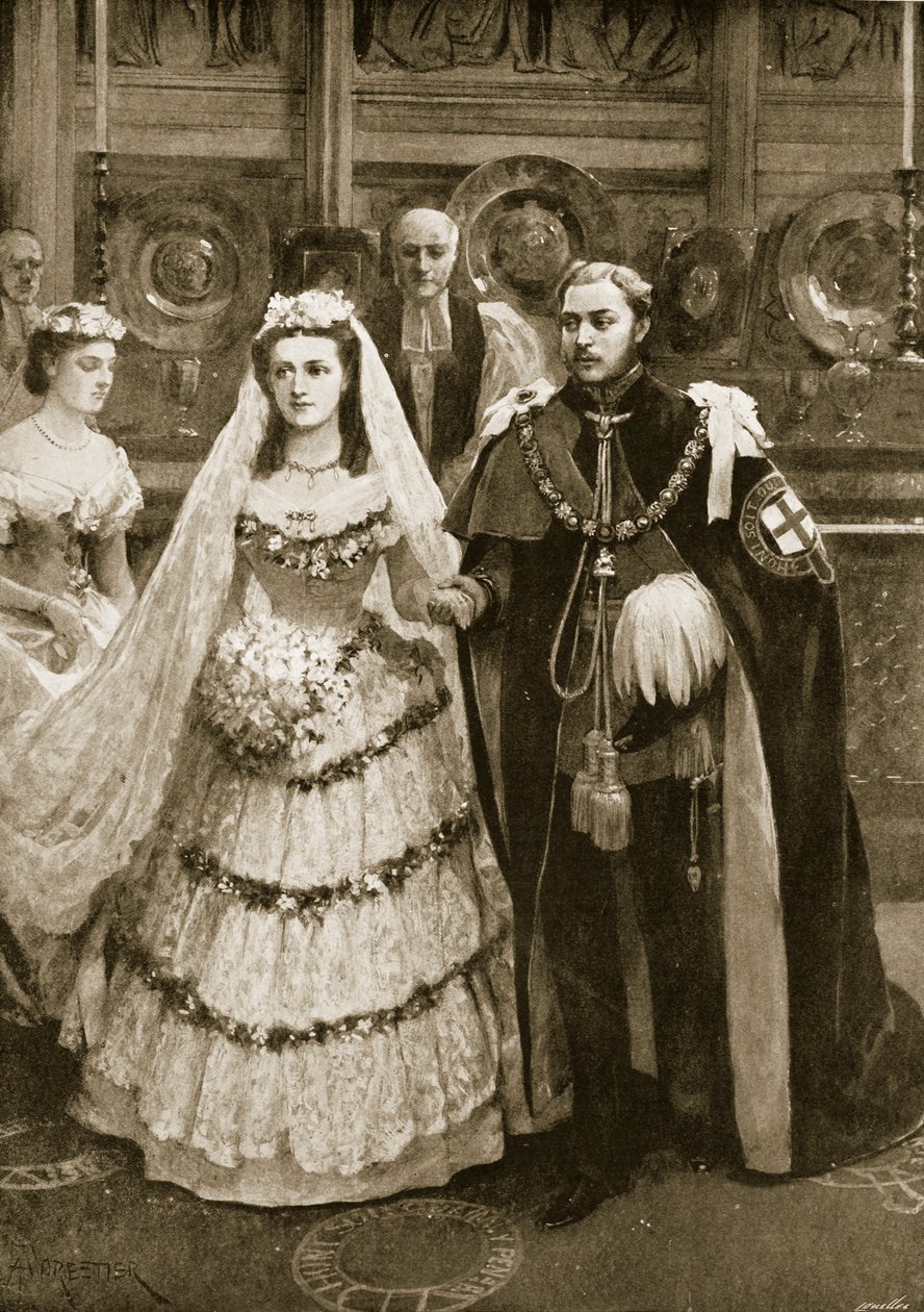 A walesi herceg házassága Alexandra dán hercegnővel a windsori St. George