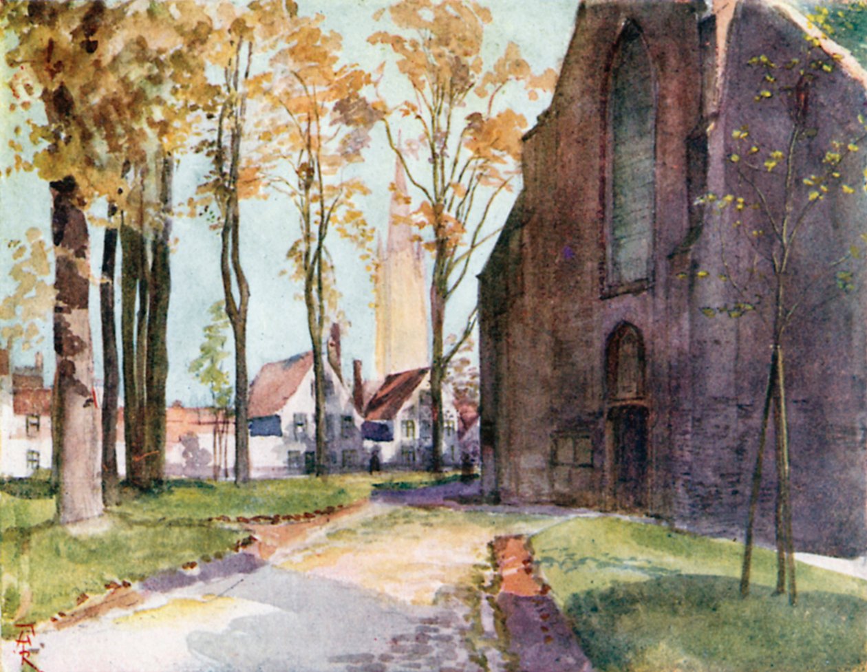 A Beguinage, Brugge (színes litográfia) alkotó: Amedee (after) Forestier