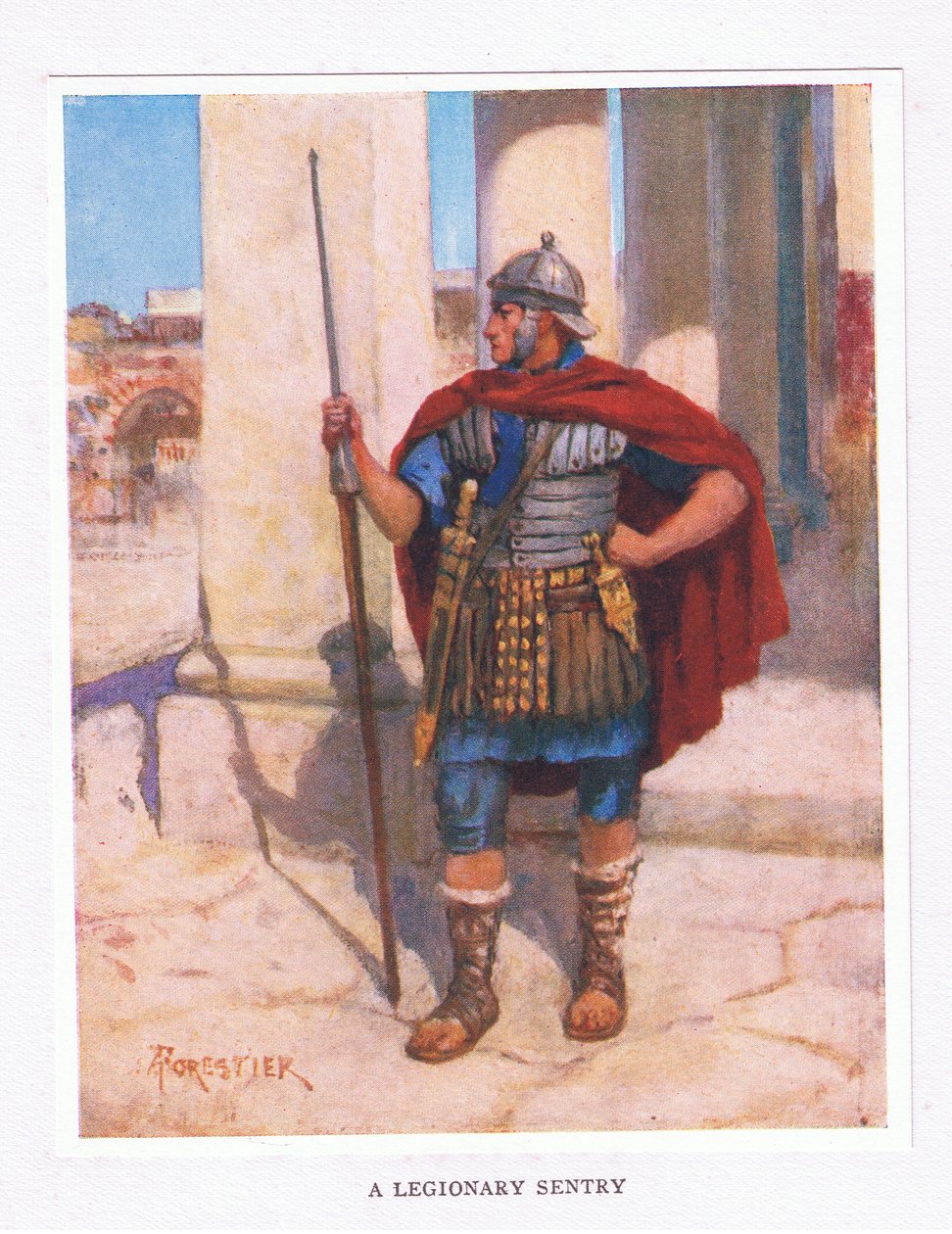 Egy légiós őrszem, illusztráció a Római katona című filmből, 1928 alkotó: Amedee Forestier
