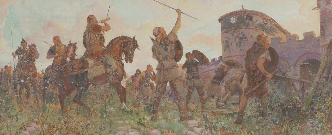 A szászok érkezése Londonba, i.sz. 530 körül, 1912 körül alkotó: Amedee Forestier