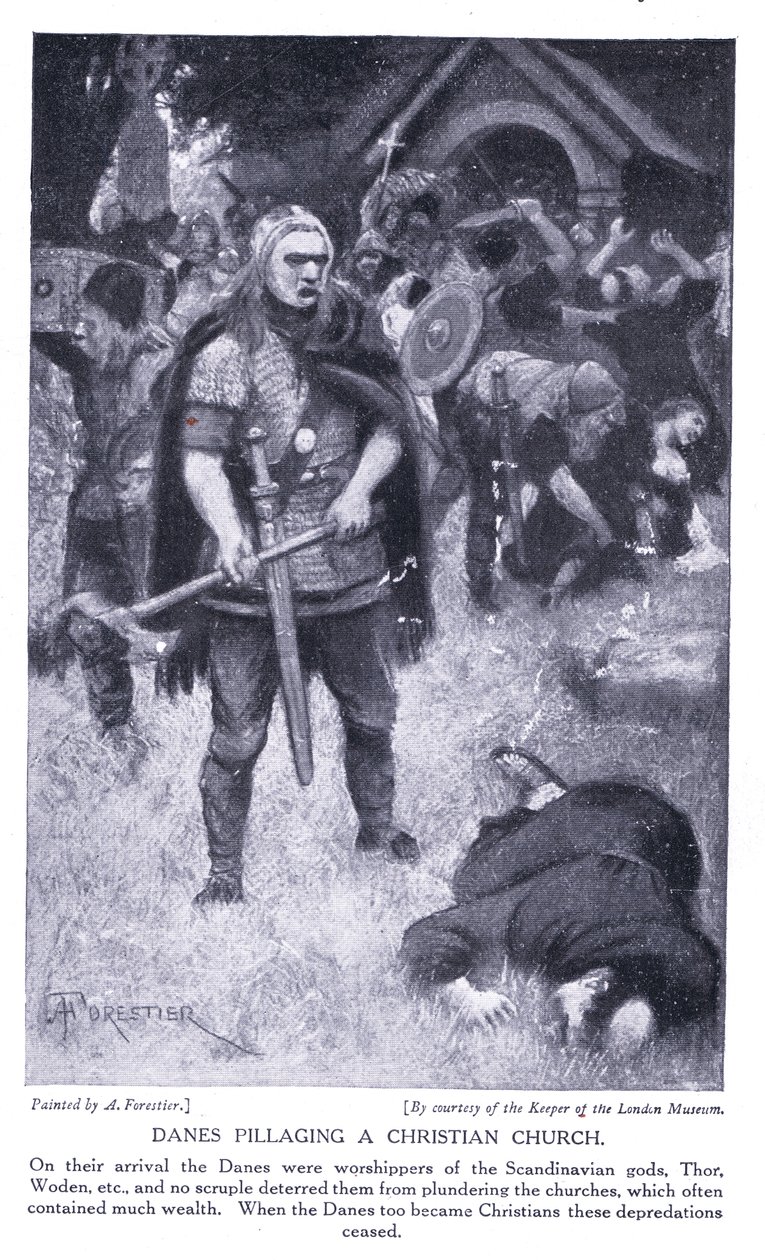 Dánok kifosztanak egy keresztény templomot, 1920-as évek alkotó: Amedee Forestier