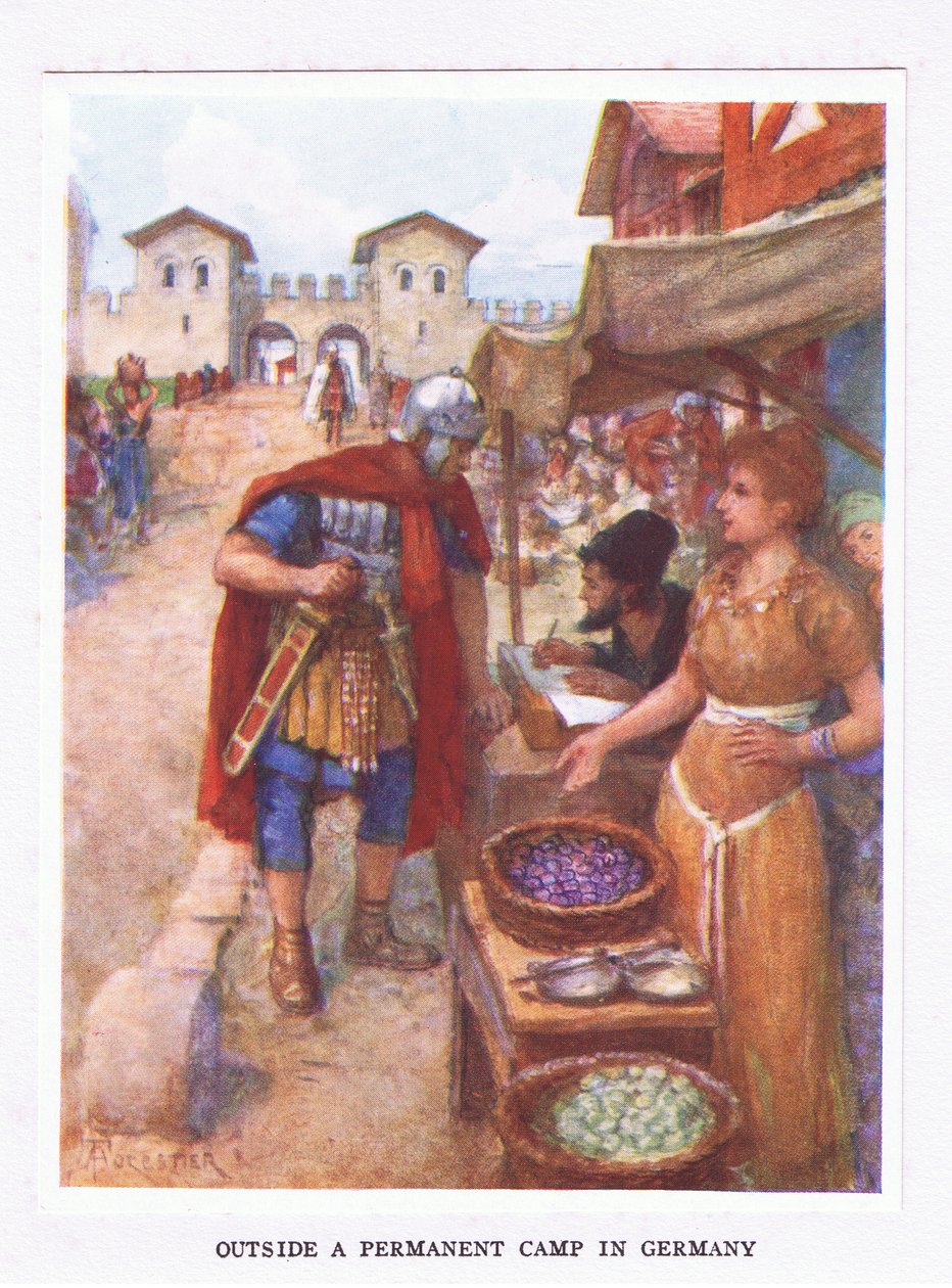 Egy állandó németországi táboron kívül, illusztráció: A római katona, 1928 alkotó: Amedee Forestier