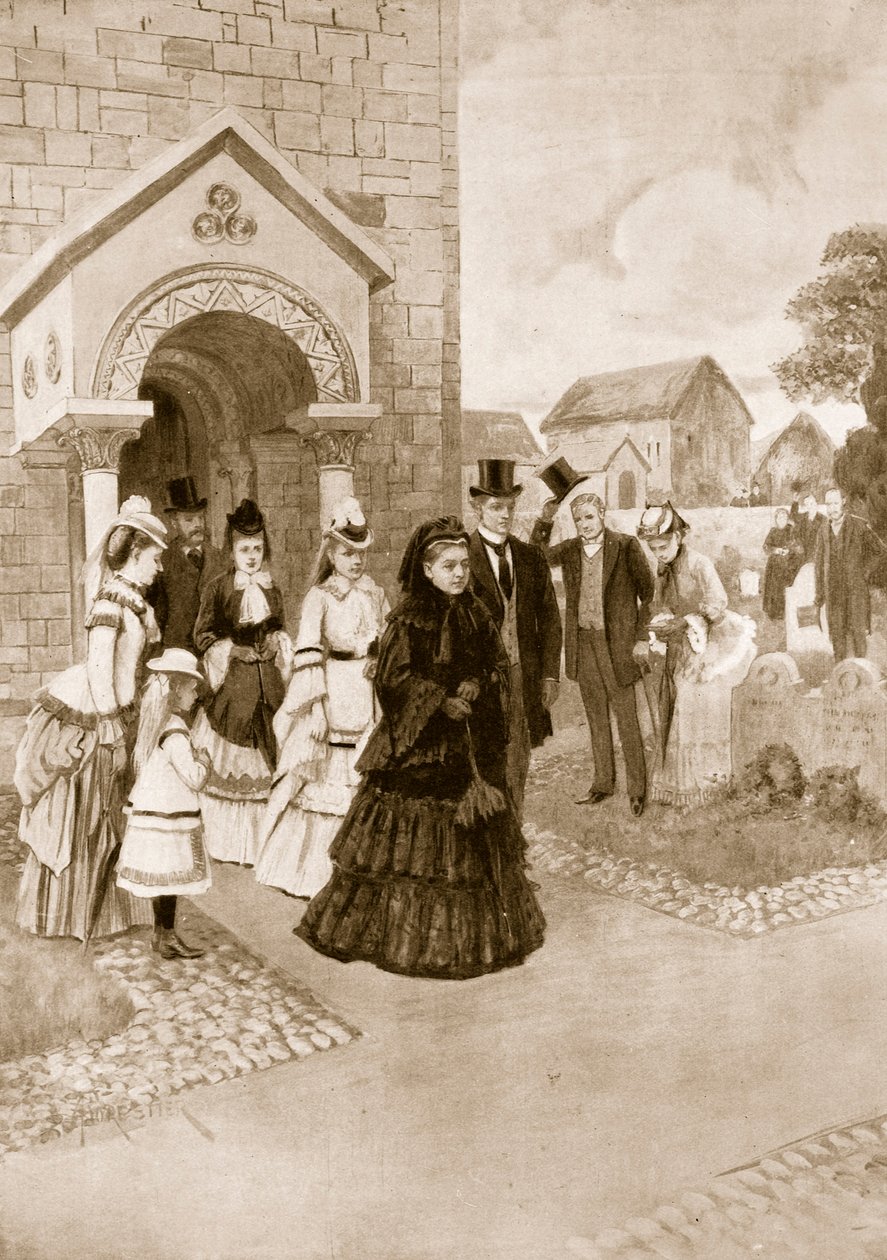 Viktória királynő élete Osborne-ban: Őfelsége a Whippingham templomban, a „The Illustrated London News”-ból, 1901 alkotó: Amedee Forestier