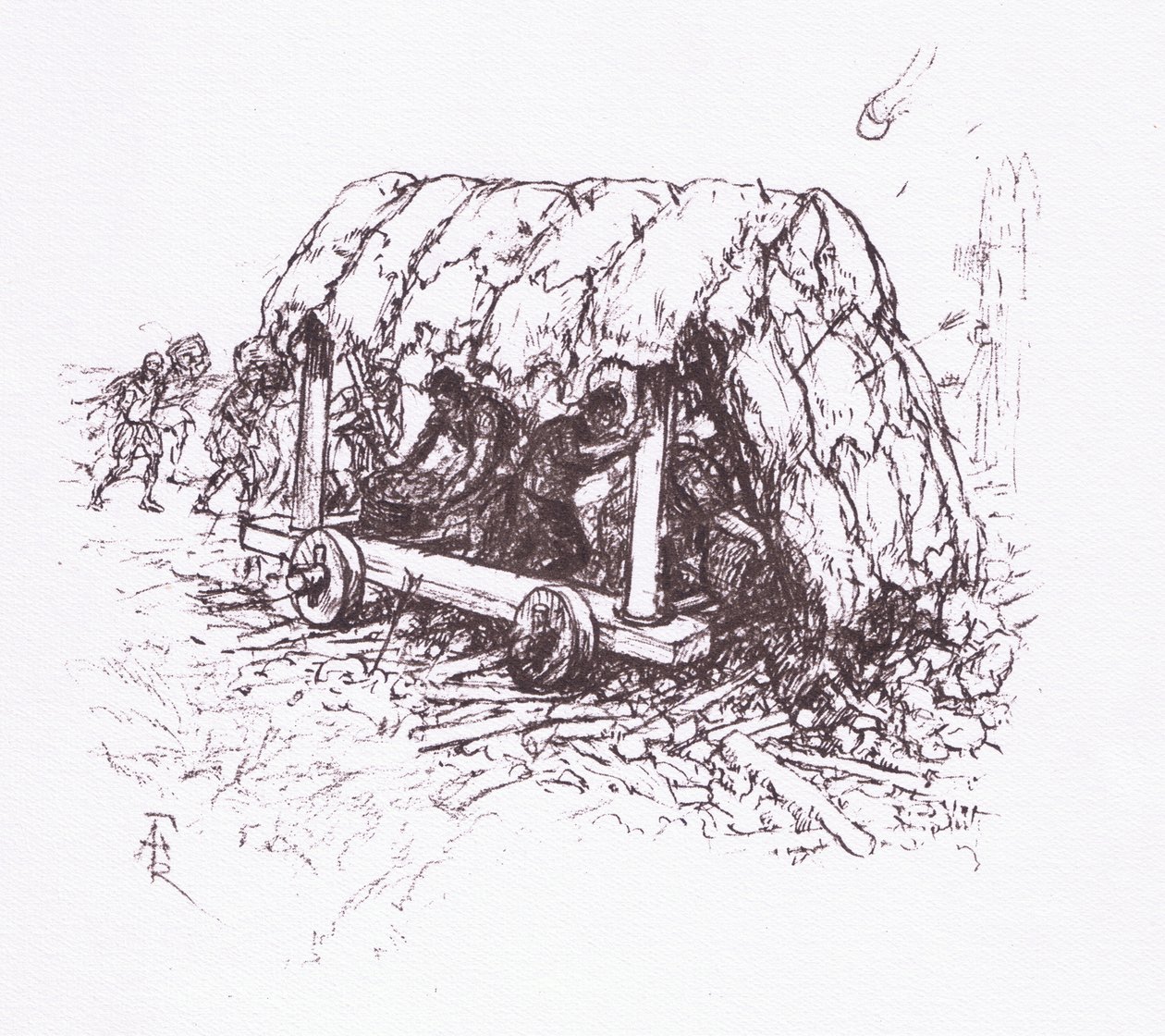 A teknős, mezei gép, illusztráció A római katona, 1928-ból alkotó: Amedee Forestier