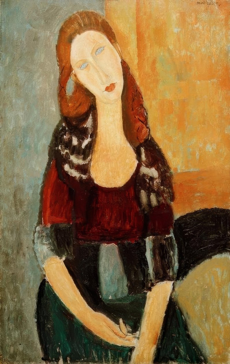 Jeanne Hébuterne ül alkotó: Amedeo Modigliani