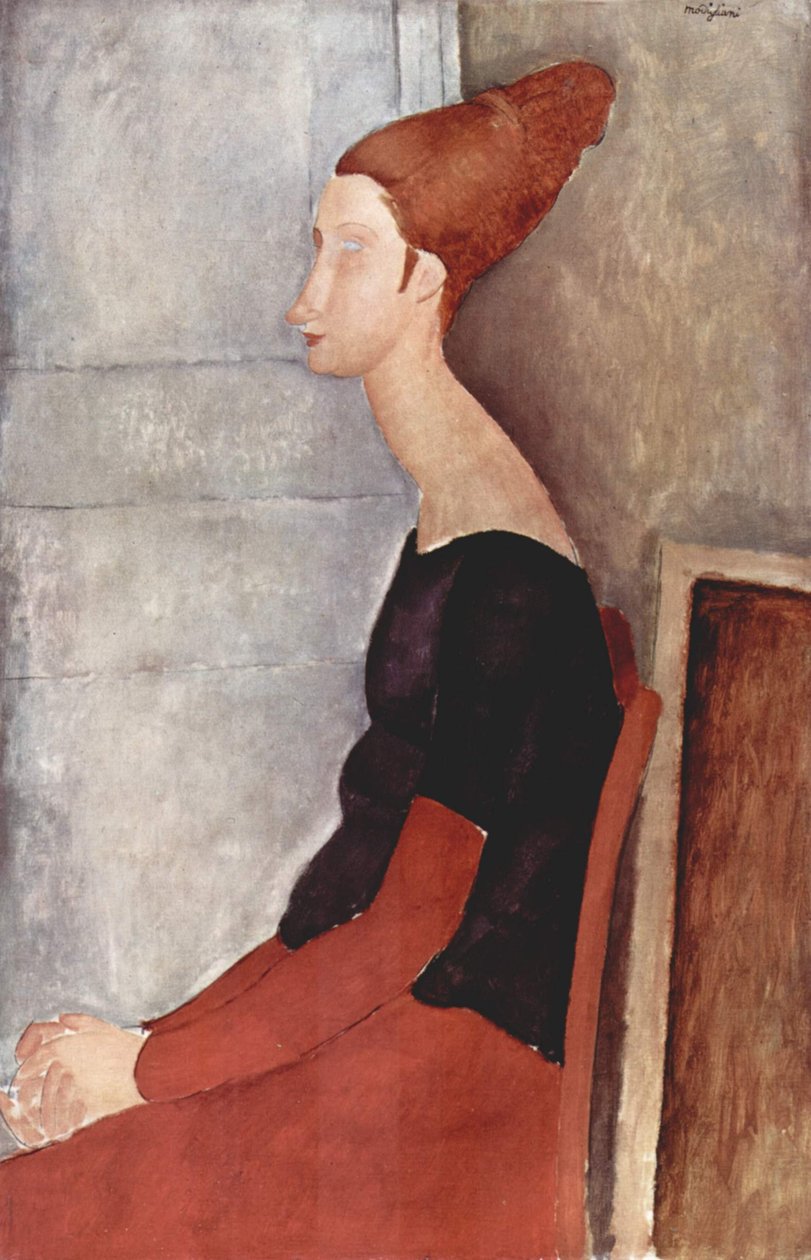Jeanne Hébuterne portréja sötét ruhában alkotó: Amedeo Modigliani