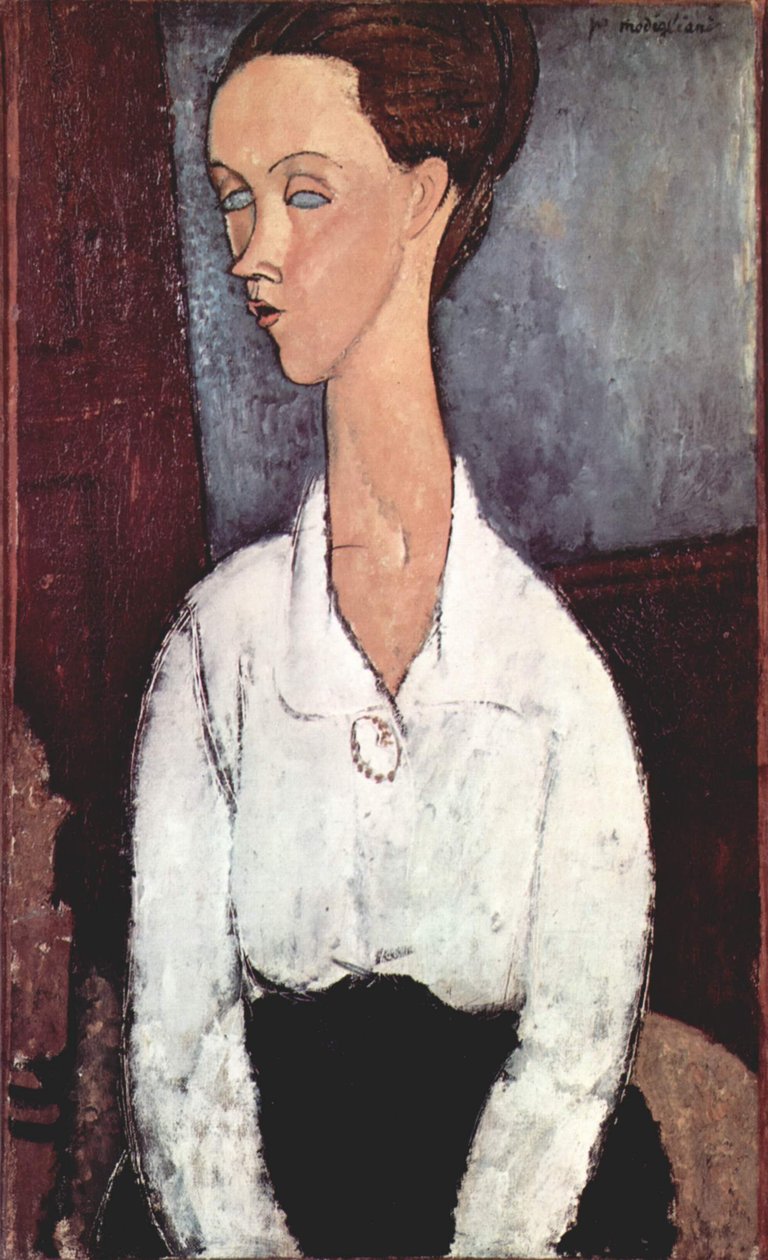 Lunia Czechowska portréja fehér blúzzal alkotó: Amedeo Modigliani