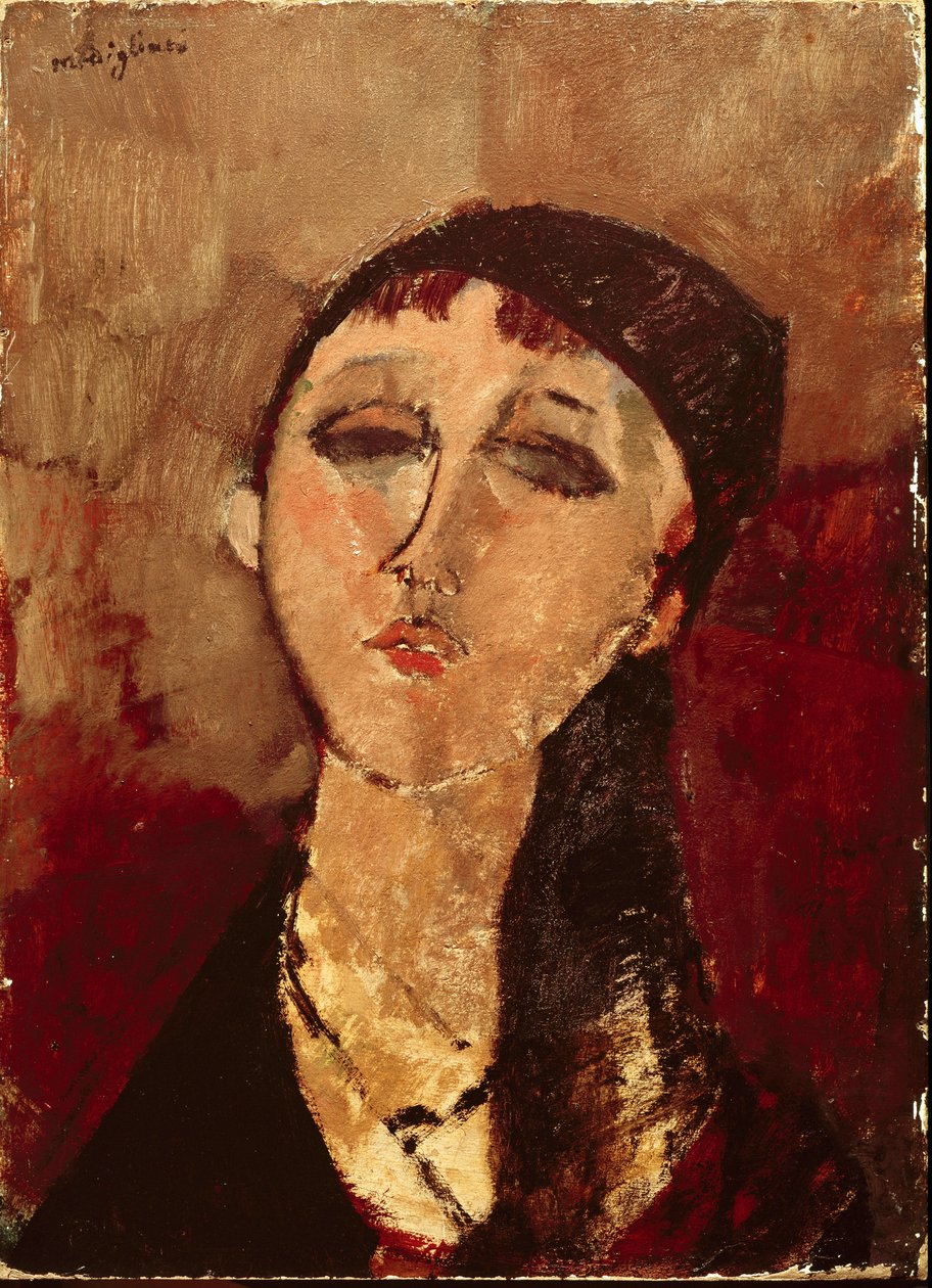 Egy lány feje (Luisa). Amedeo Modigliani (1884-1920) festménye, 1915. Olaj, karton. Mérete: 50x37 cm. Milánó, Mazzotta Alapítvány (Milan, Mazzotta Alapítvány) alkotó: Amedeo Modigliani
