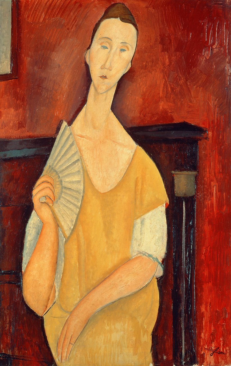 Nő legyezővel (Lunia Czechowska) 1919 alkotó: Amedeo Modigliani