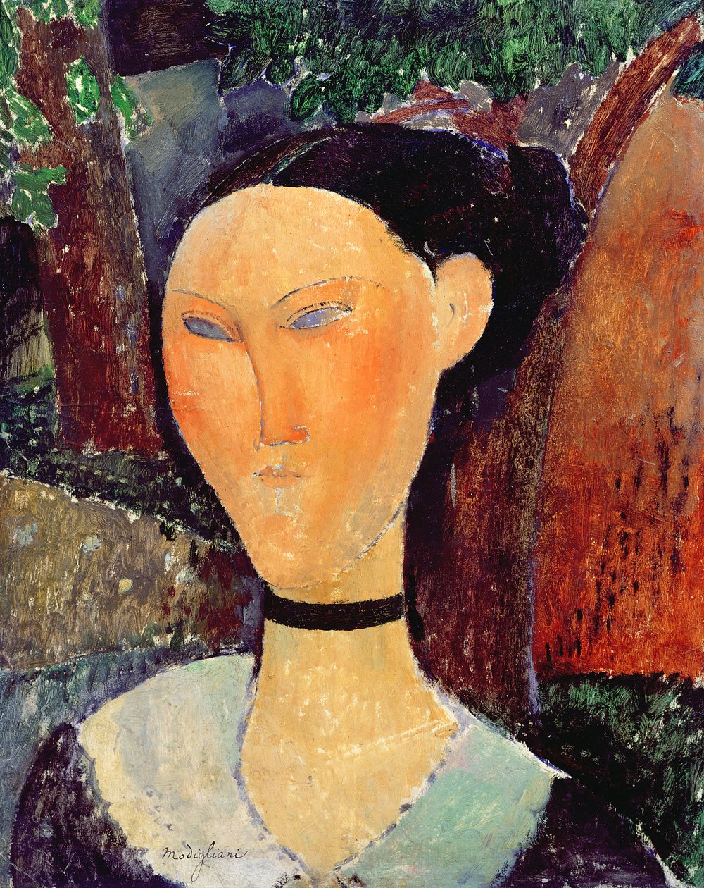 Nő bársony nyakpánttal, 1915 körül alkotó: Amedeo Modigliani
