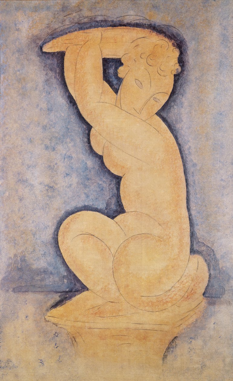 Caryatid, 1914 (ceruza és WC) alkotó: Amedeo Modigliani