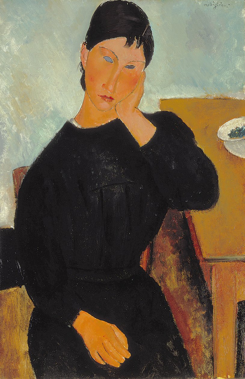 Elvira egy asztalnál pihen alkotó: Amedeo Modigliani