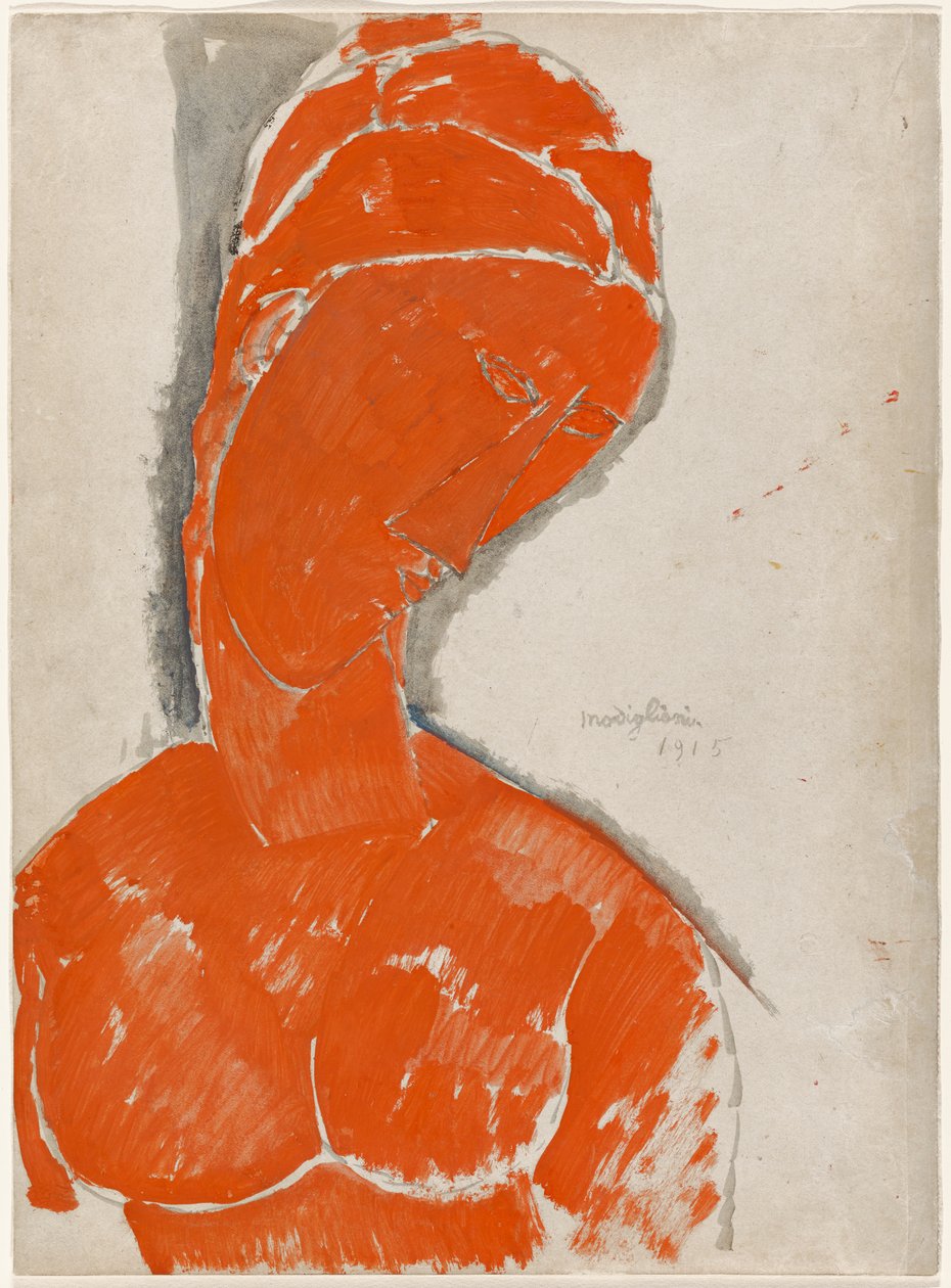 Piros női mellszobor alkotó: Amedeo Modigliani
