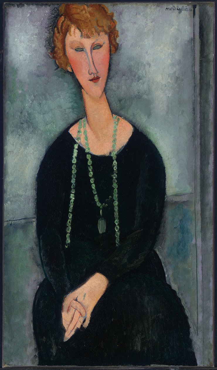 Nő zöld nyakláncban (Madame Menier) alkotó: Amedeo Modigliani