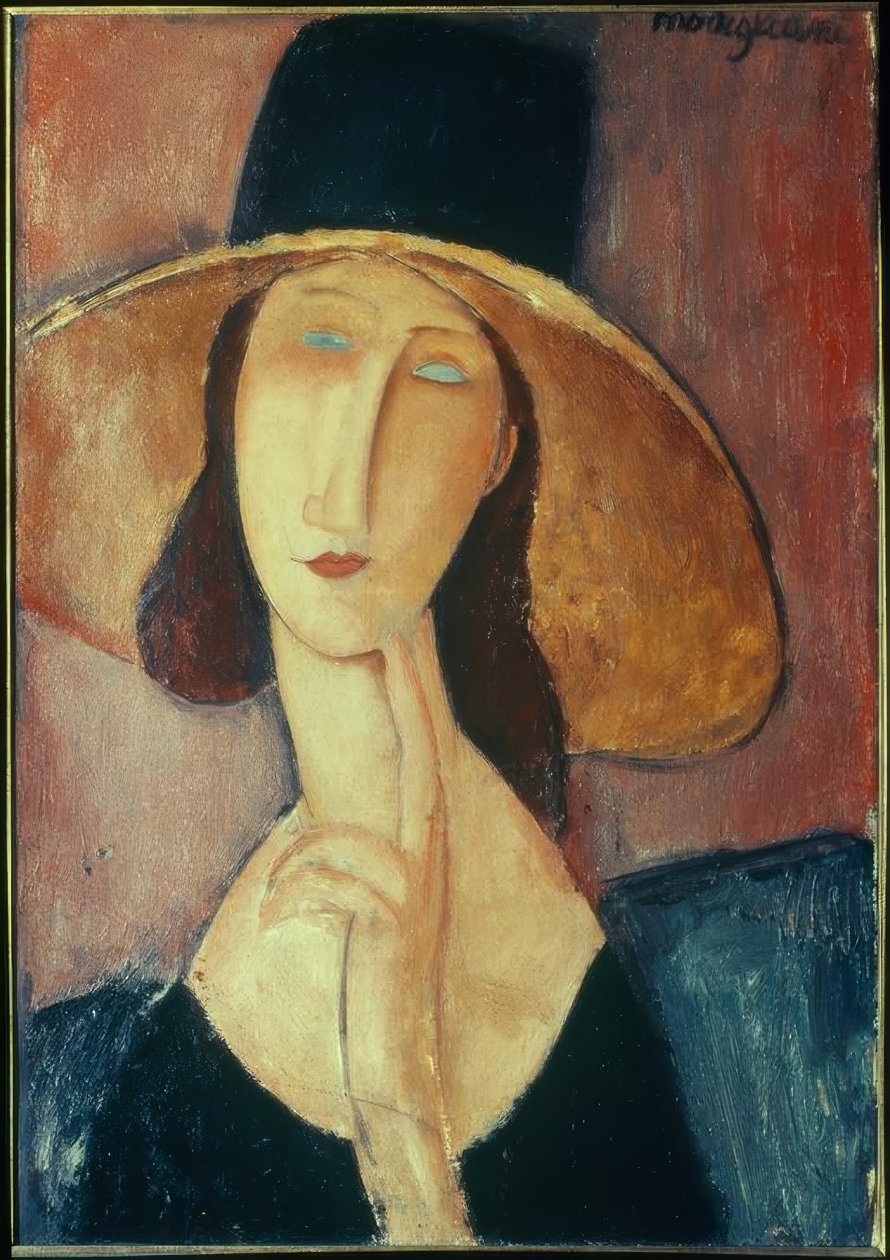 Nő nagy kalappal alkotó: Amedeo Modigliani