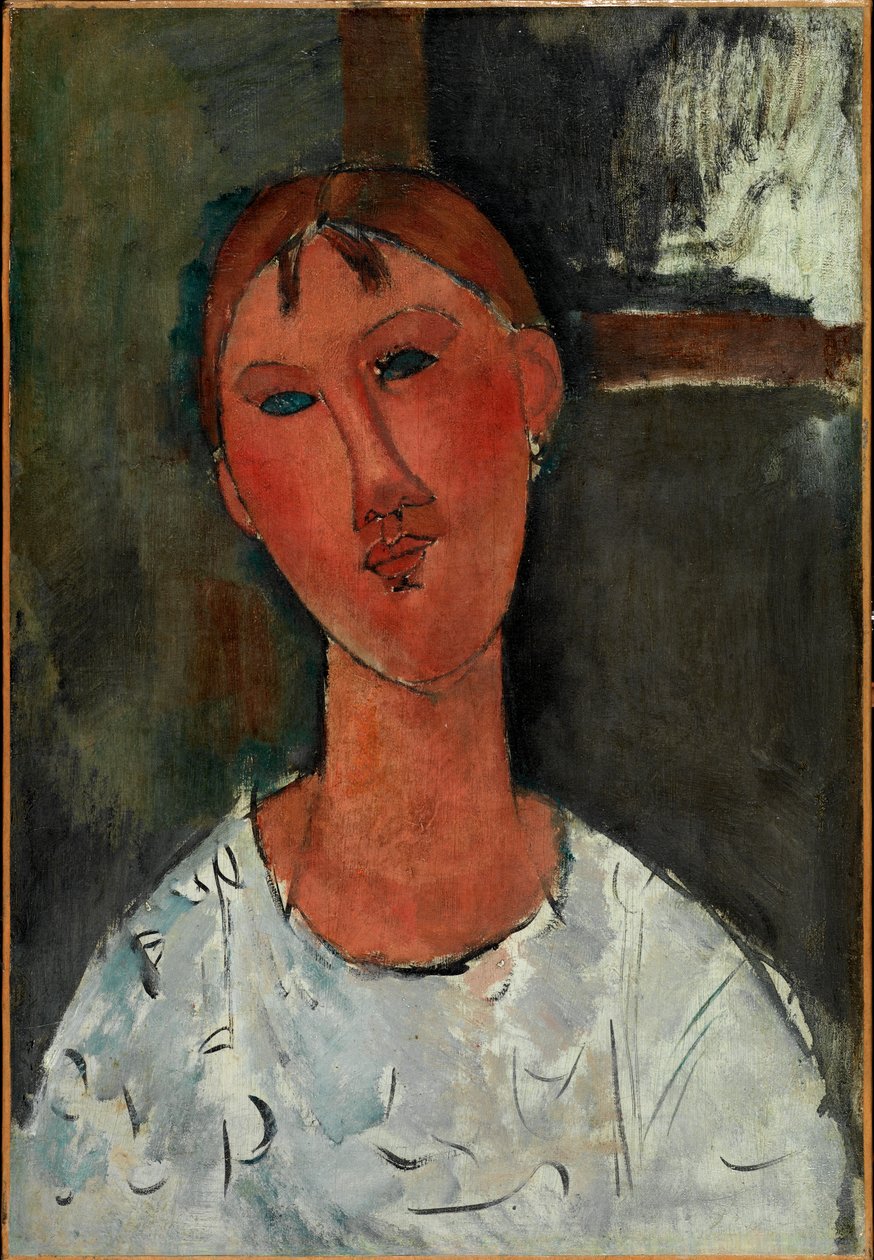 Lány fehér blúzban, 1915 körül (olaj, vászon) alkotó: Amedeo Modigliani