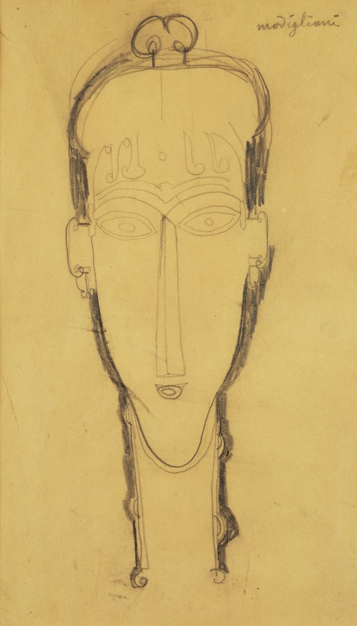 Egy kariatida feje fejruhában, 1911 alkotó: Amedeo Modigliani