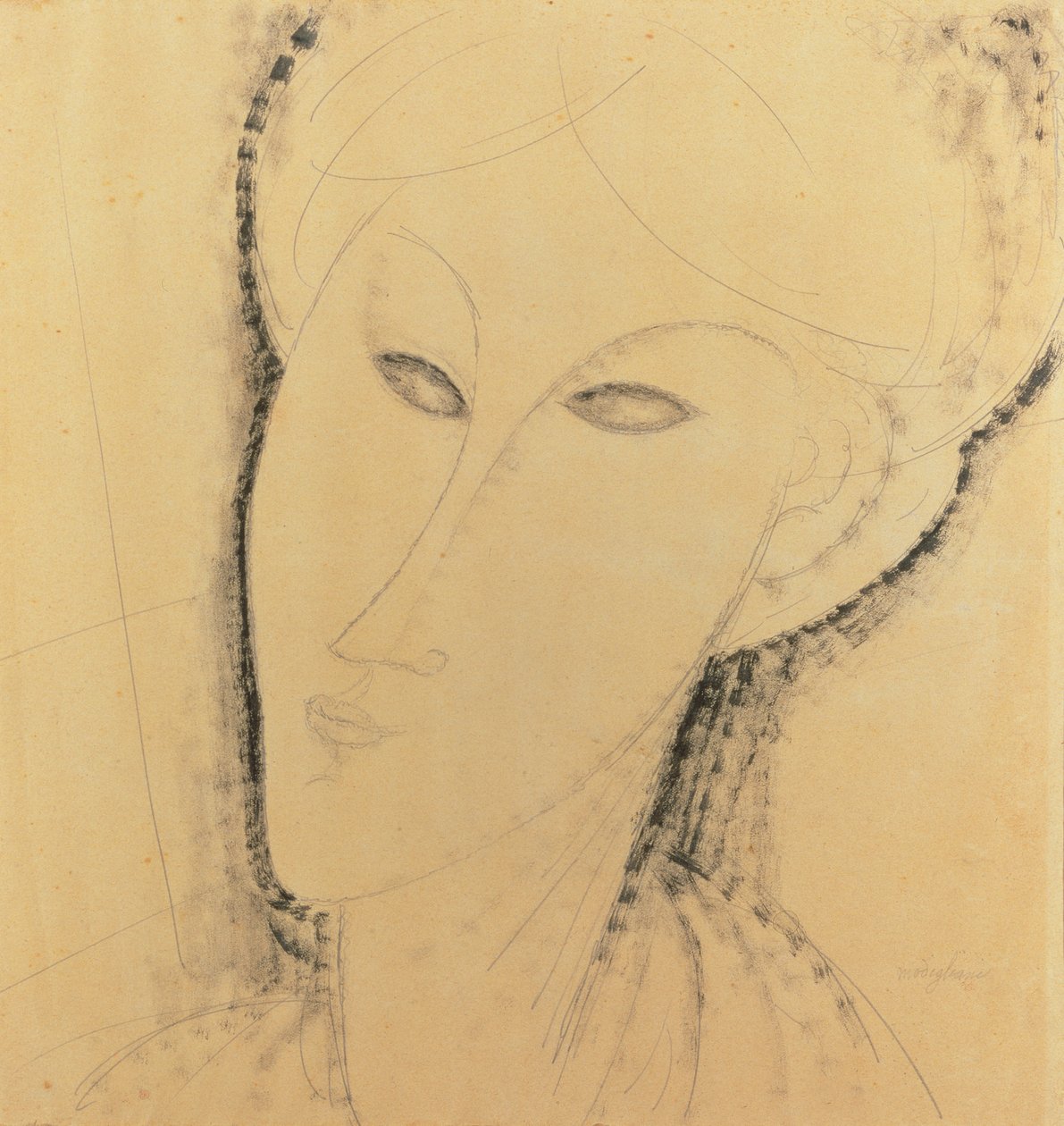 Egy nő feje (toll, ecset, tinta és ceruza papíron) alkotó: Amedeo Modigliani