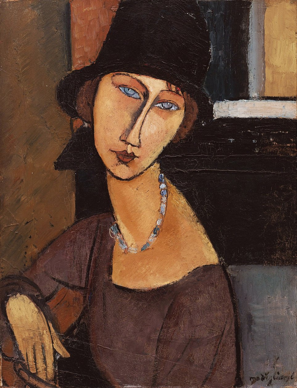 Jeanne Hebuterne kalapban, 1917 alkotó: Amedeo Modigliani