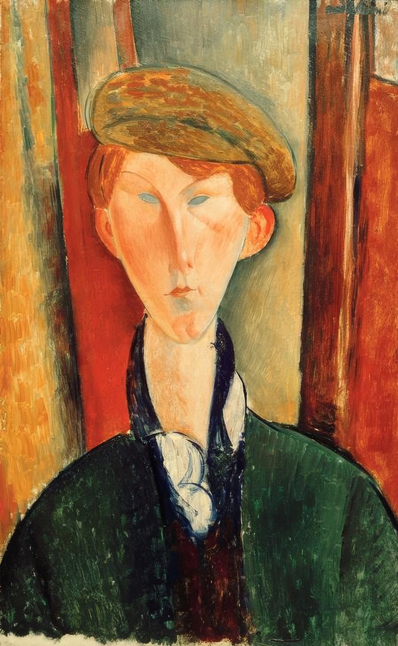 Fiatal férfi sapkával alkotó: Amedeo Modigliani