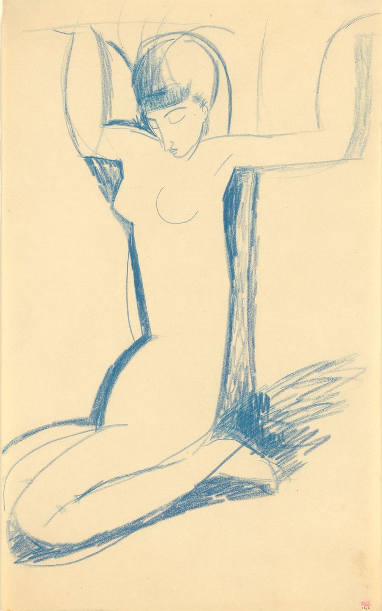 Térdelő kék kariatida, c. 1911 alkotó: Amedeo Modigliani