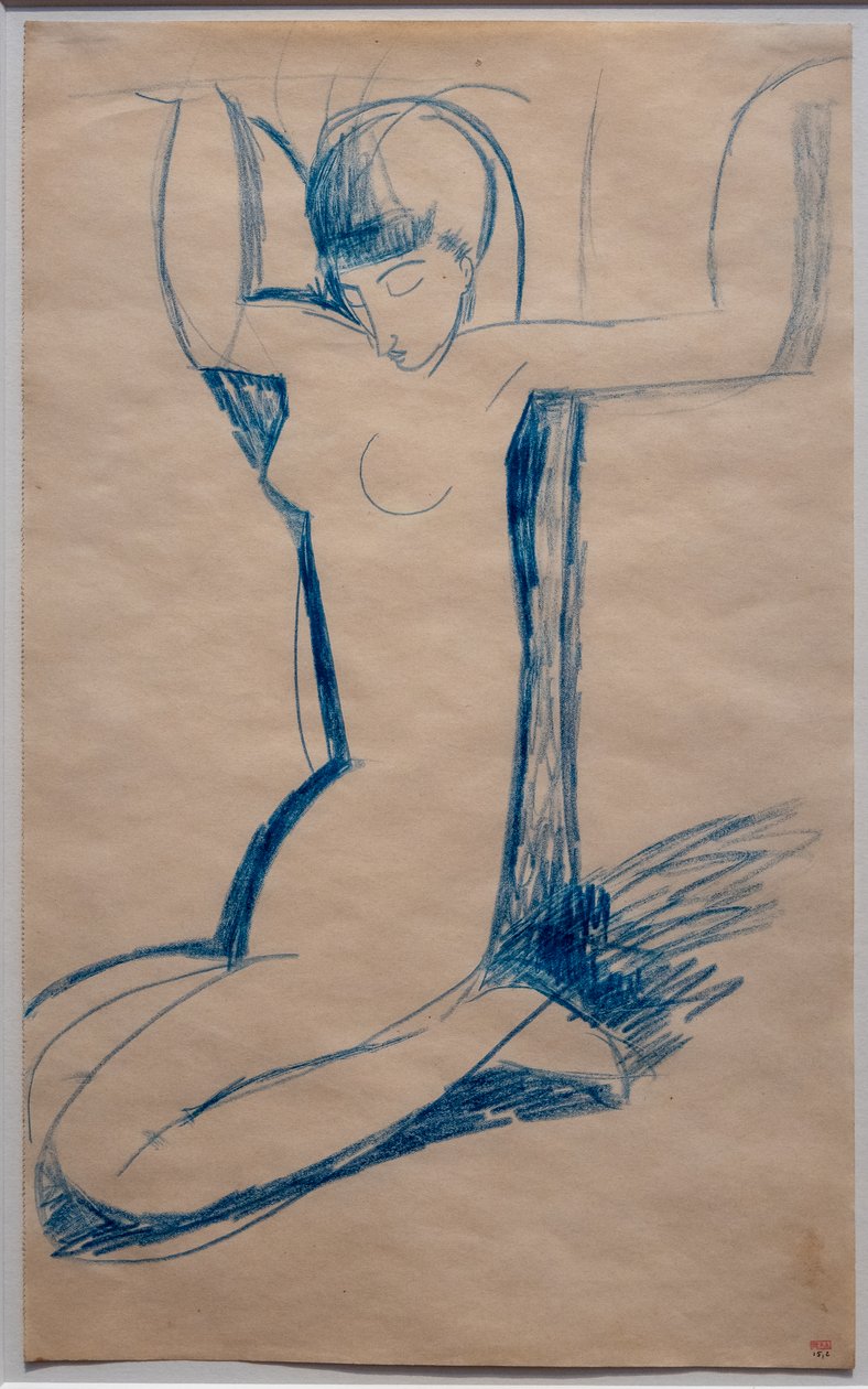 Térdelő, sarkain ülő kariatida (Anna Akhmatova) alkotó: Amedeo Modigliani