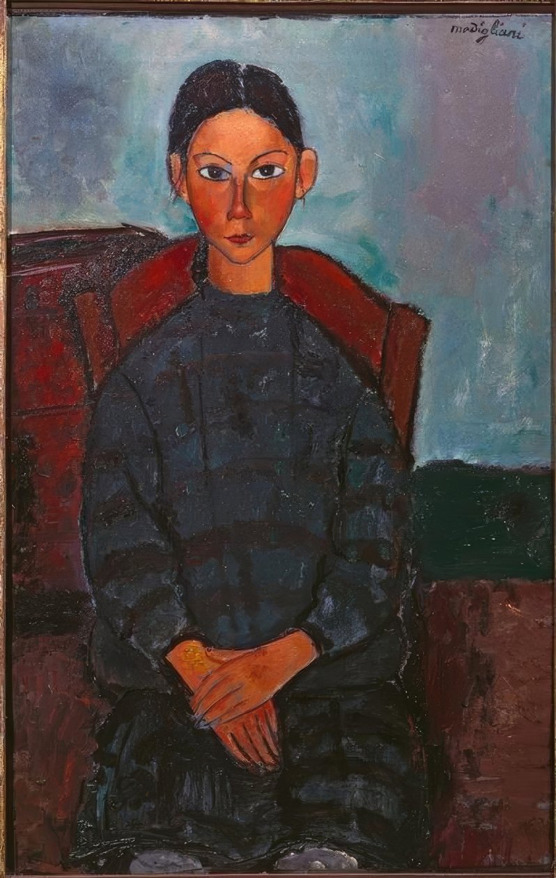 A lány a fekete kötényben alkotó: Amedeo Modigliani