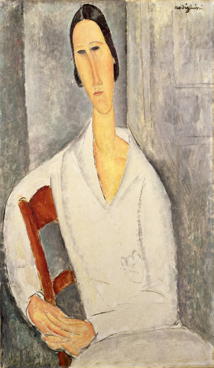 Madame Hanka Zborowska egy székre támaszkodva (Madame Hanka Zborowska accoudée à une chaise) 1919 (olaj, vászon) alkotó: Amedeo Modigliani