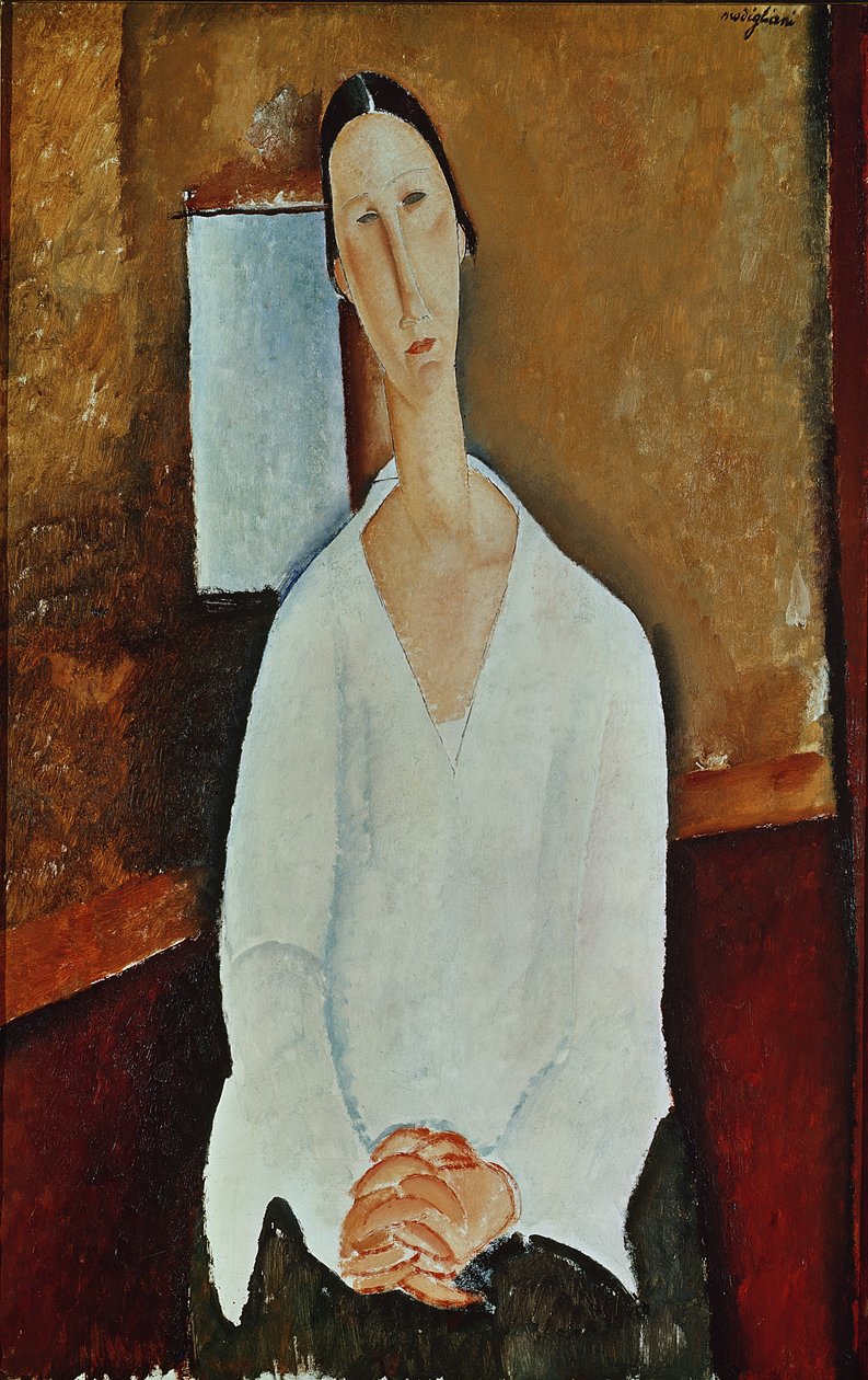 Madame Zborowska összekulcsolt kezekkel, 1917 körül alkotó: Amedeo Modigliani