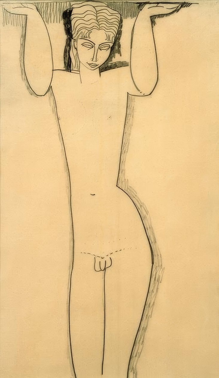 Meztelen fiatalember (Atlasz) alkotó: Amedeo Modigliani