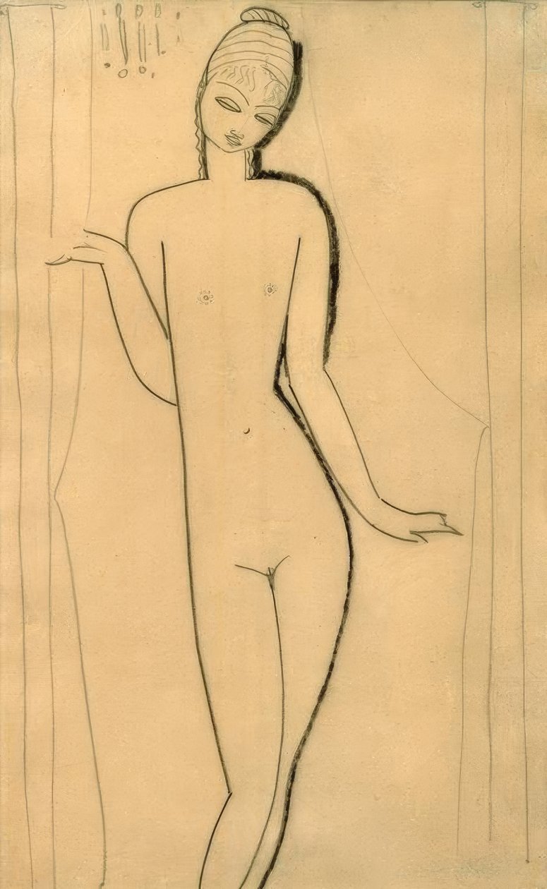 Meztelen fiatal lány - caryatid alkotó: Amedeo Modigliani